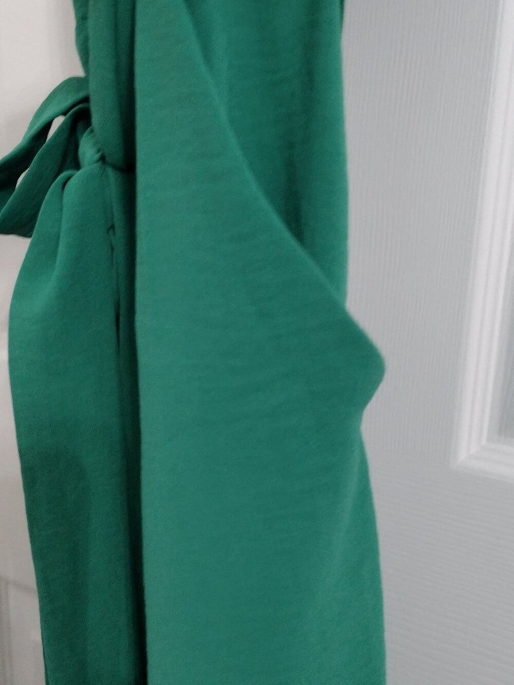 MSK Emerald Green Wide Leg Jumpsuit 1X Flutter Sleeve Belted Stretch Jumpsuit - Picture 5 of 11